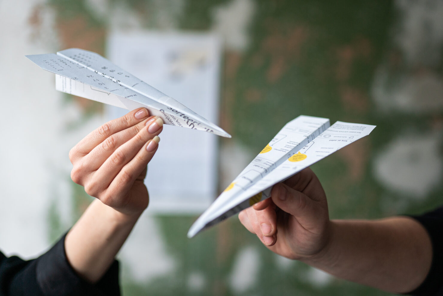 Paper planes made out of calendar pages